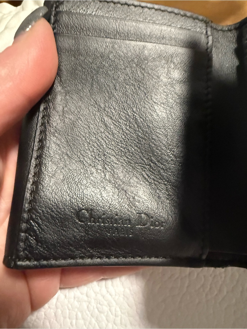 Dior Black Patent Quilted Trifold Wallet Gold tone Dior Charms! In Dustbag & COA - Picture 9 of 16